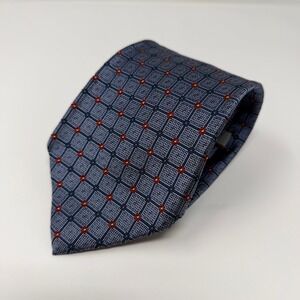 Hickey Freeman Mens 60x4" Silk Tie Blue Red Geometric Floral Hand Made USA Italy